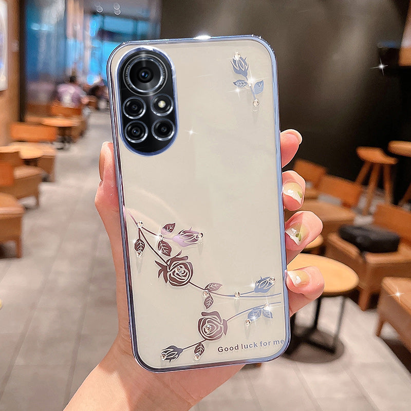 Flower Pattern Back Shell for Huawei nova 8 Pro 5G Rhinestone Decor TPU Electroplating Phone Case Flower Pattern Back Shell for Huawei nova 8 Pro 5G Rhinestone Decor TPU Electroplating Phone Case